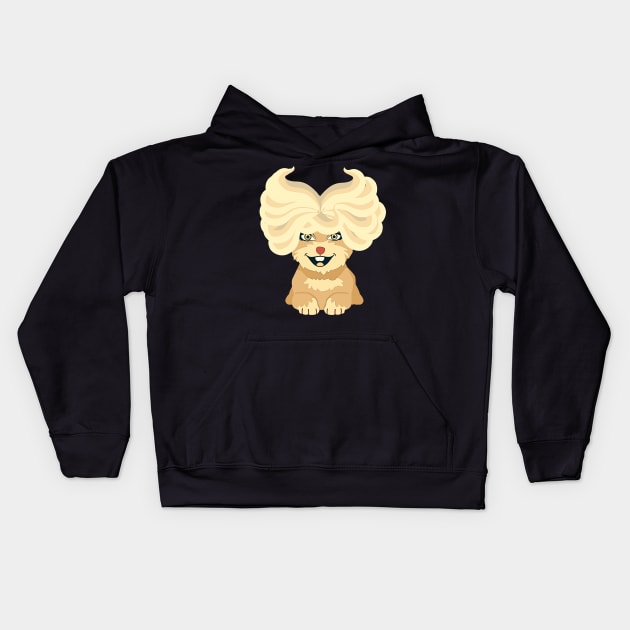 funny happy cute little dog long blonde hair Kids Hoodie by crearty art